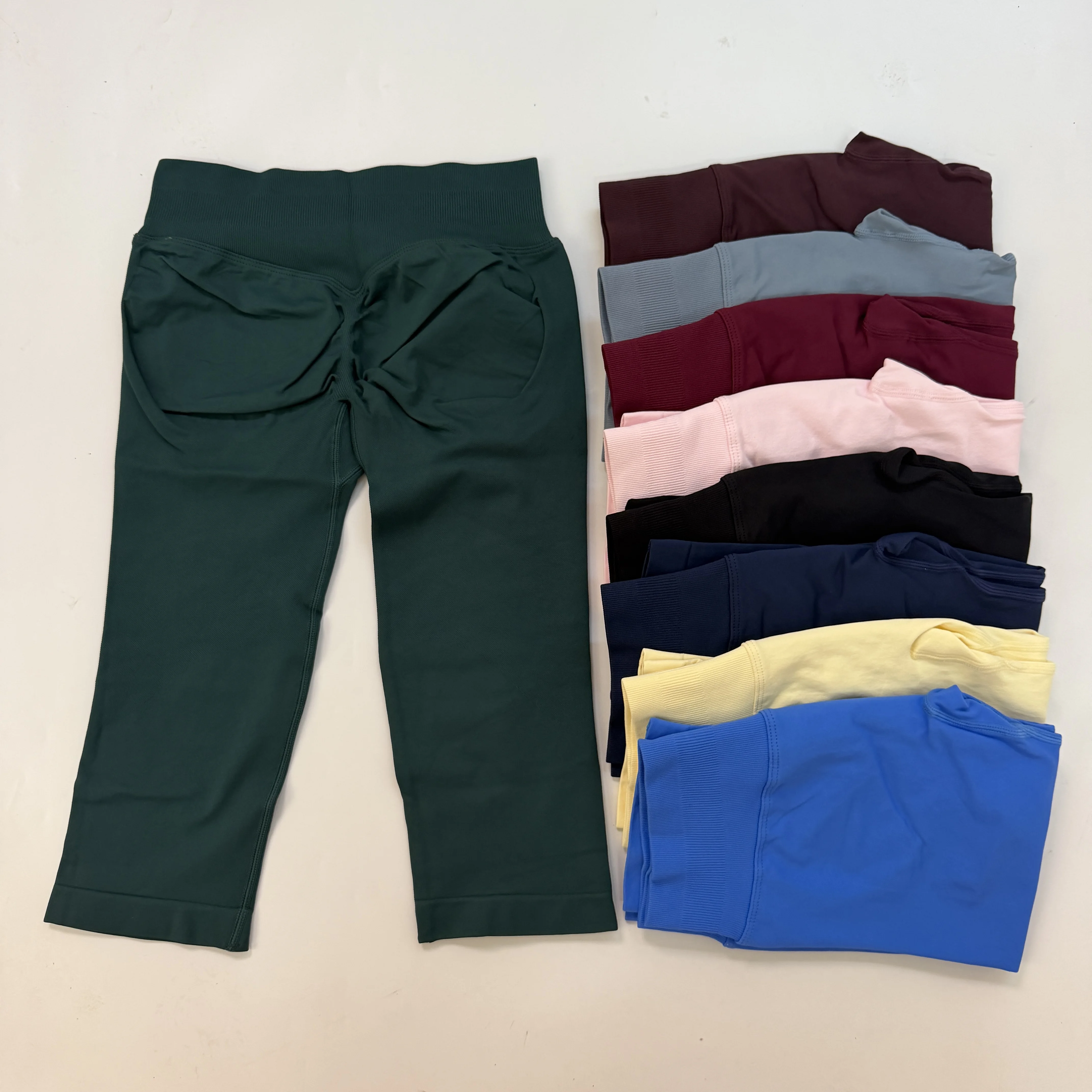 XIN Vision Capris Straight Waistband Tummy Control Gym Leggings Seamless Scrunch Booty Pilates Cropped Tights Yoga Pants