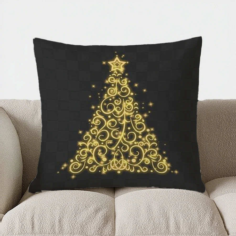 Sparkling Golden Christmas throw pillow cover with short plush print for living room sofa decoration cushion cover pillow covers