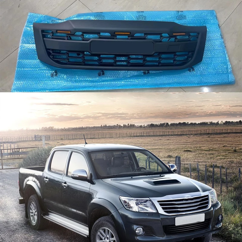 4X4 OffRoad For Toyota Hilux Vigo 2012-2014 GR style Matte Black Front Grille ABS Protector Cover Body Kit