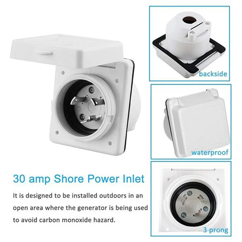 Kit d'alimentation Shore de sortie d'entrée d'alimentation A34M-RV avec protecteur de cordon de démarrage 125V NEMA L5-30P L5-30R connecteur mâle femelle, 30AMP