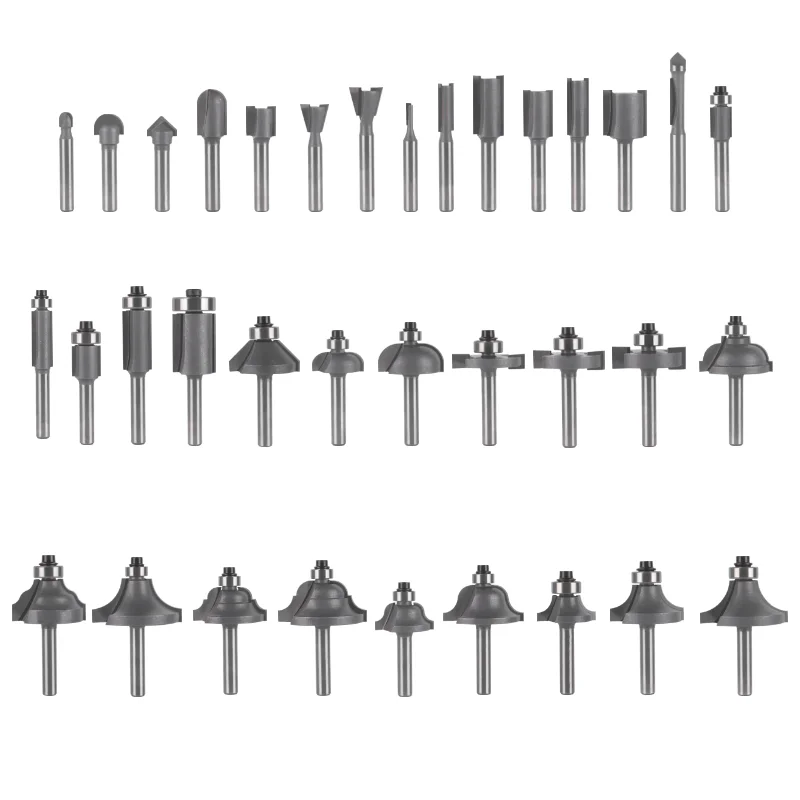 YUSUN 35PC 35B 6.35MM 12.7MM Shank Router Bit Set Woodworking Milling Cutter For Wood Bit Face Mill Carbide Cutter End Mill