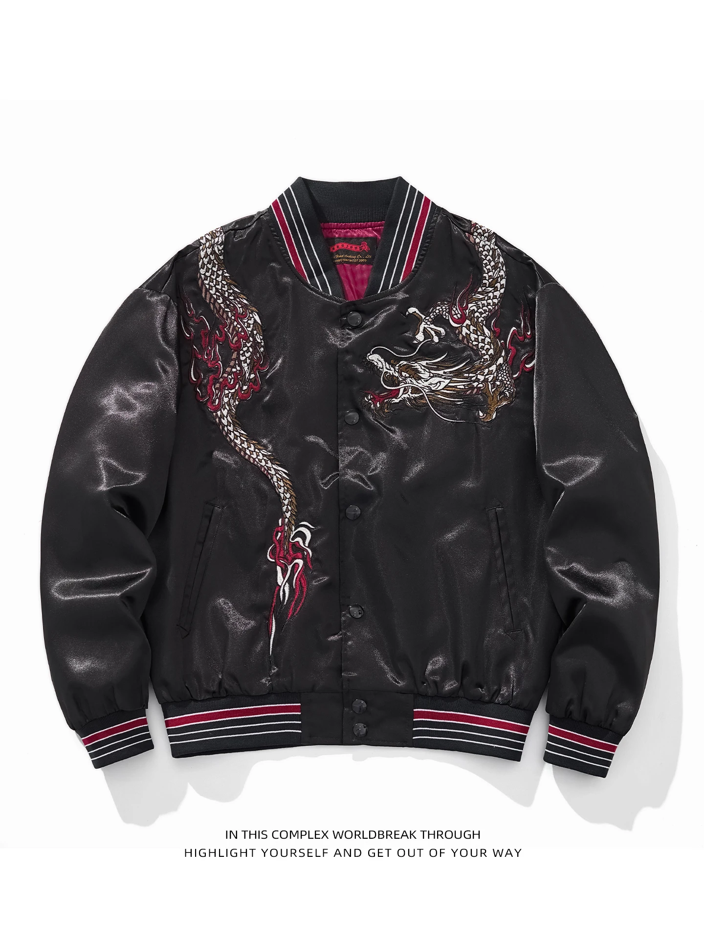 

Autumn New Sle Dragon Embroidery Heavy Industry Jaet Loose Baseball Sle for Men And Women Casual Comfortable Polyester ...