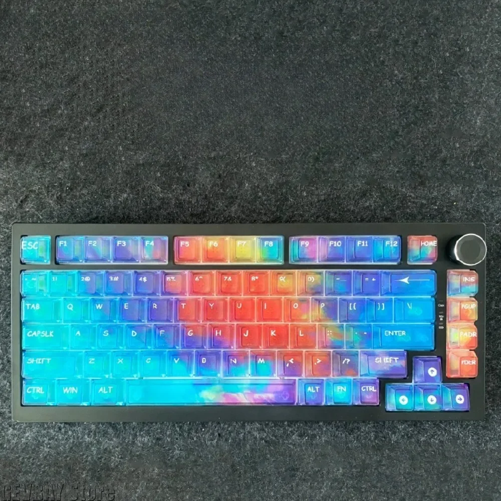 3D Printed Gradient Keycaps 119 Keys - PC Sublimation Crystal Transparent for Mechanical Keyboard