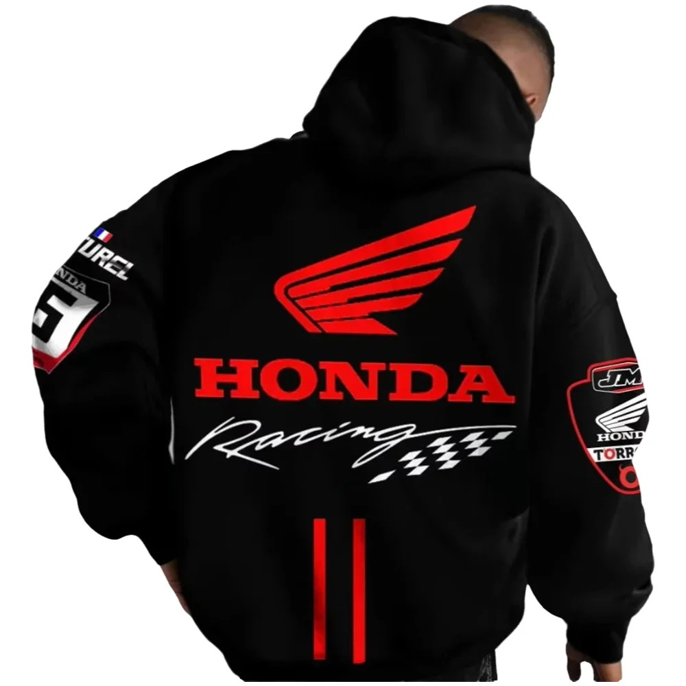 Sweat à capuche pour passionnés de moto pour hommes et femmes, pull à manches longues, imprimé Honda, veste de sport et de loisirs, automne/hiver