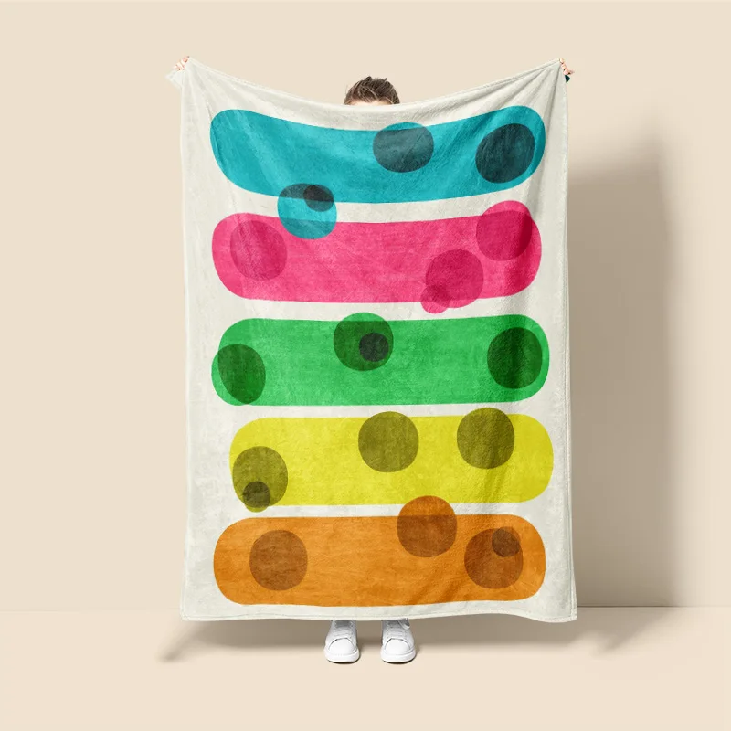 Morandi Color Abstract Art Blanket Coral Fleece Sofa Blanket ins Wind Living Room Bedroom Decorative Blanket Fade-Resistant