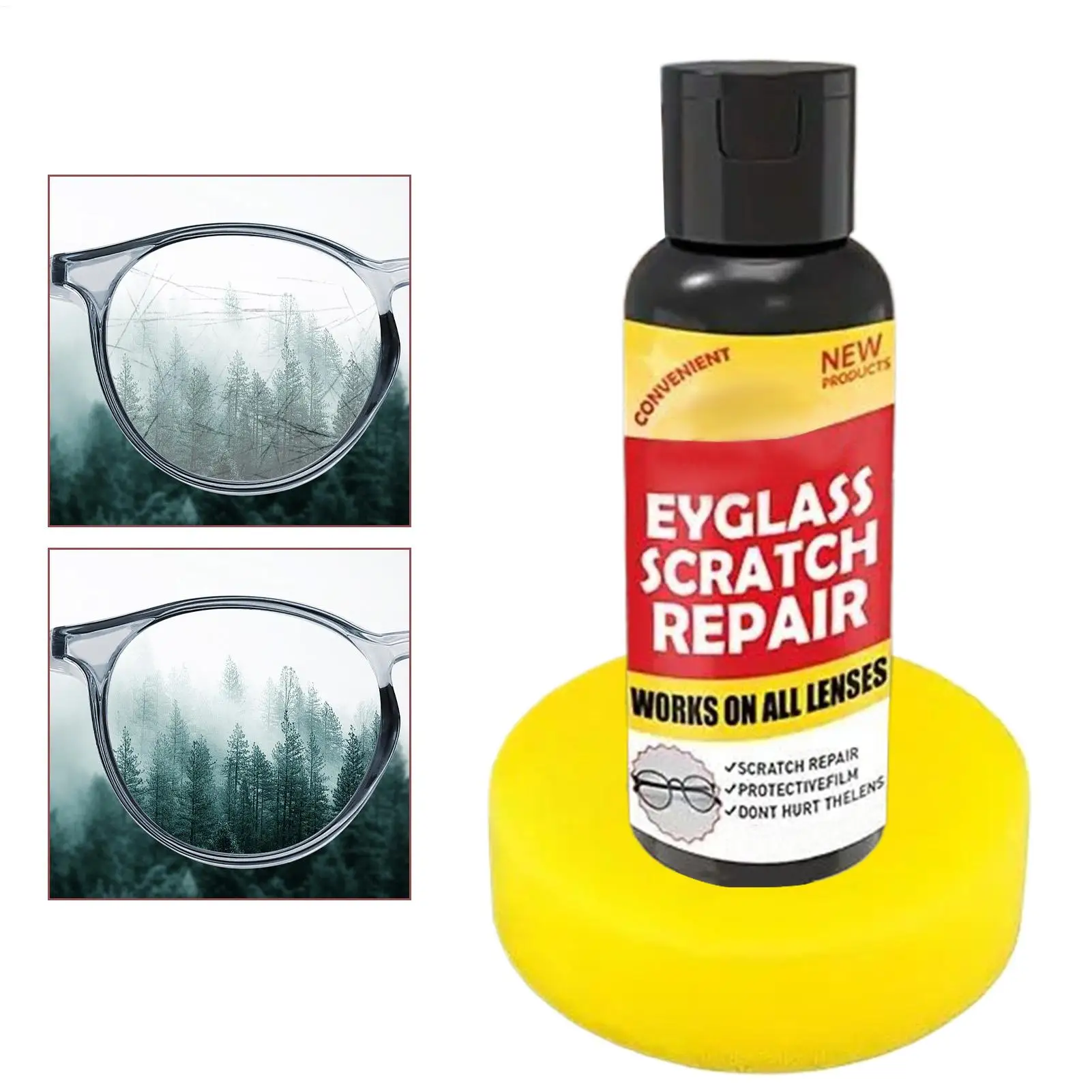 100G Glasses Scratch Repair Kit Lens Scratch Remover Wax  for Sunglasses Long-Lasting Eyewear Cleaning Polish Supplies