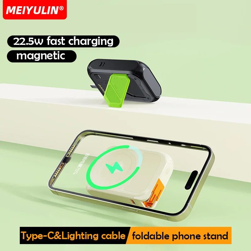 20000mAh Magnetic Wireless Power Bank Portable 10000mAh Fast Charger Stand AC Plug External Battery For iPhone Samsung Xiaomi