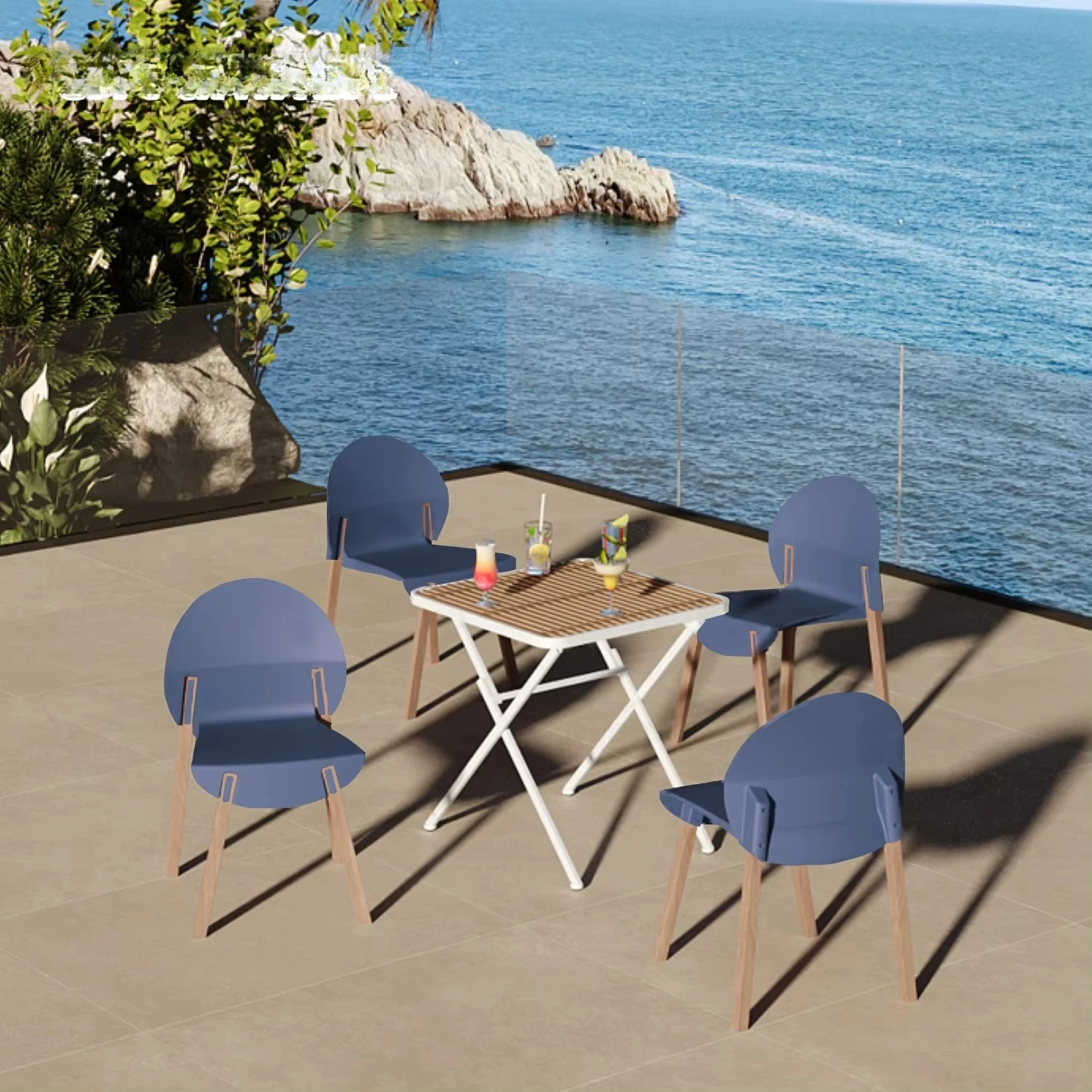 

@#Shipped From the US Outdoor Furniture Garden Beach Chair Foldable Washable 4 Pack Chair with Wood