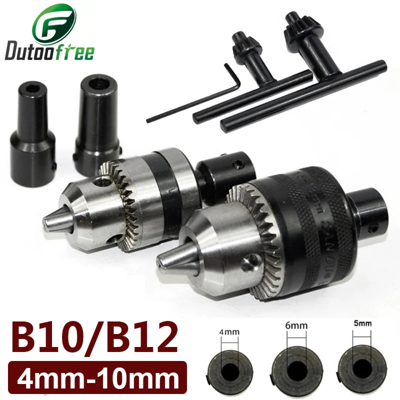 

B10/B12 Electric Drill Chuck Clamping Range 0.6-6mm Taper Mounted Quick Change Chuck Keyless 4-10mm Shaft for Micro Motor Drill