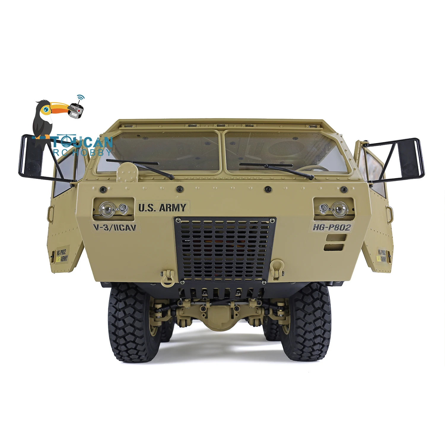 1/12 8x8 RC US รถบรรทุกทหาร HG-P802 4 เพลารีโมทคอนโทรล Army รถรุ่นประสิทธิภาพสูงกองทัพรถรุ่น