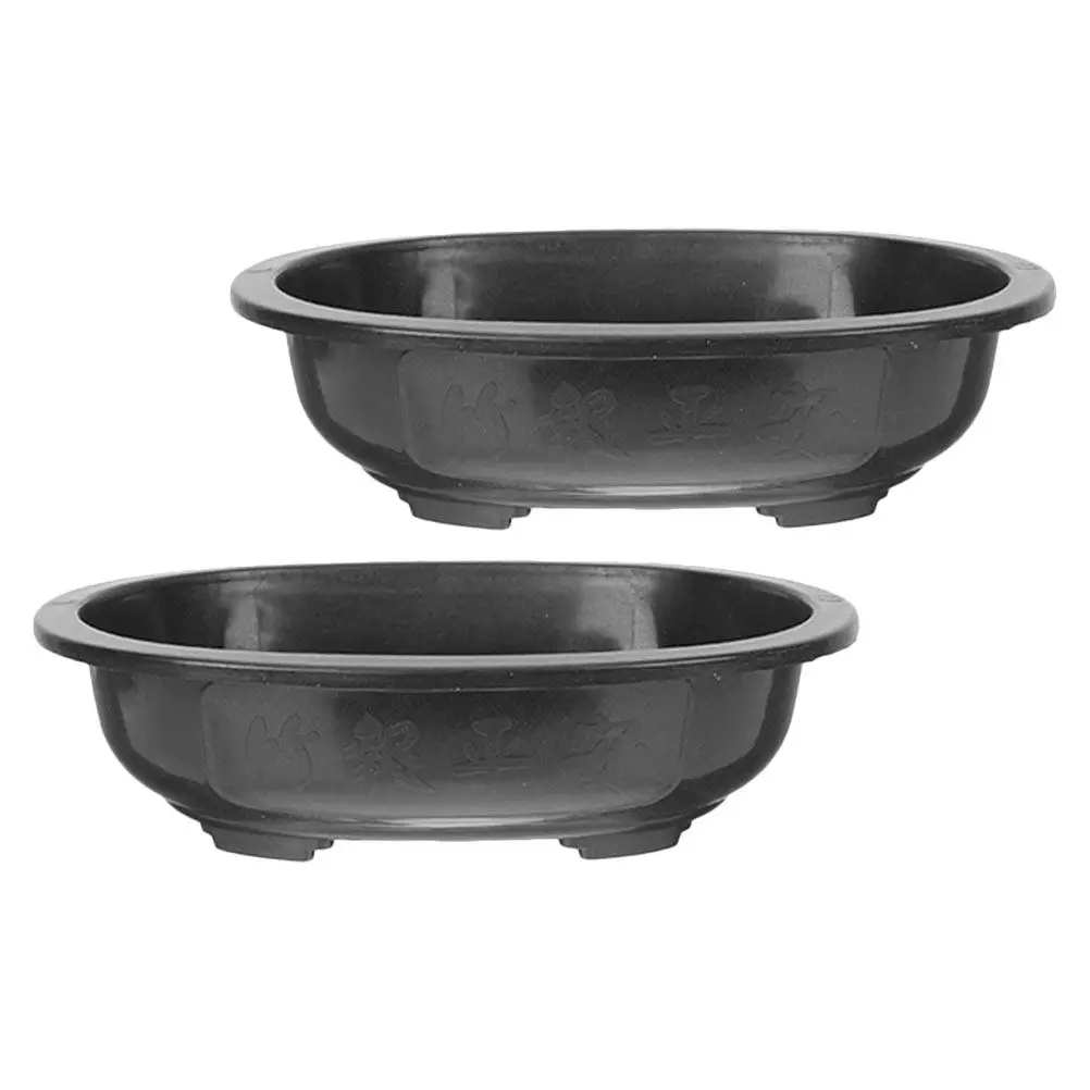 2Pcs Large Oval Plastic Bonsai Pots 12Inch Deep Planter for Bonsai Training Garden Nursery Indoor Outdoor Balcony Shallow Flower