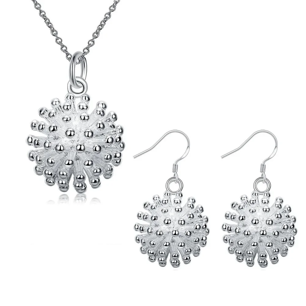 

Hot Fireworks Pendant necklace earring 925 Sterling Silver Jewelry set for women classic Fashion Party wedding Christmas Gifts
