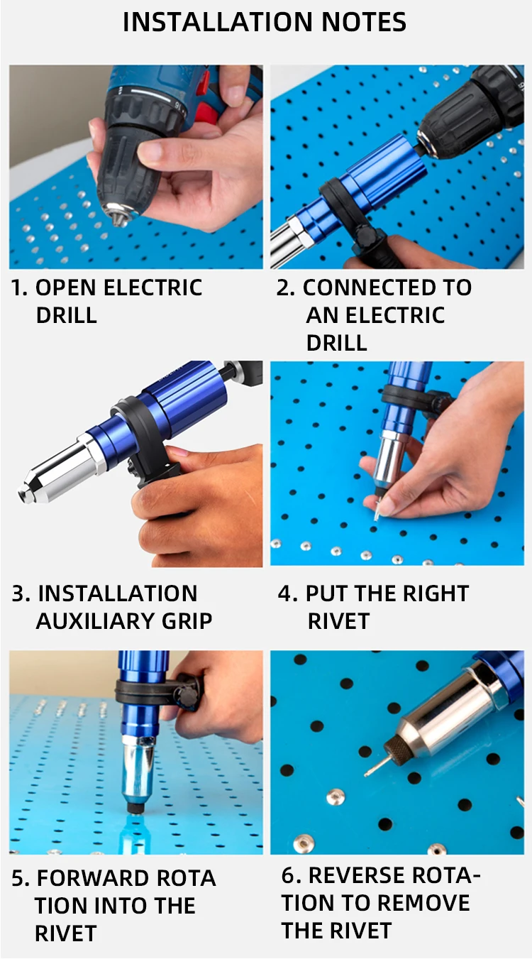 Electric Rivet Gun 2.4mm-4.8mm Rivet Nut Gun Drill Adapter Cordless Riveting Tool Insert Nut Pull Rivet Tool
