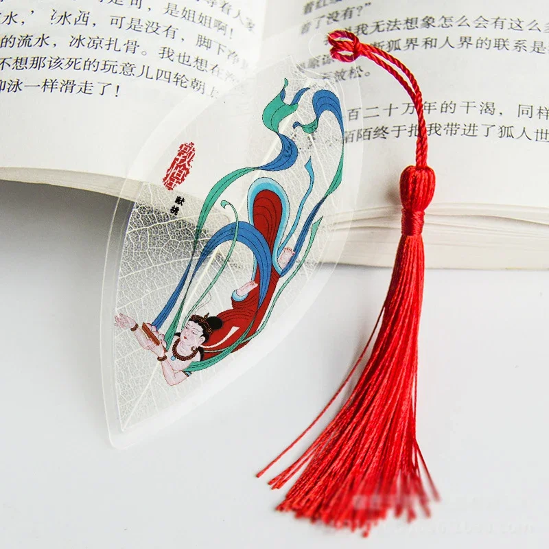 Chinese Classical The Flying Goddess Landscape Painting Bookmarks with Tassels Plastic Bookmarks Gift for Friends