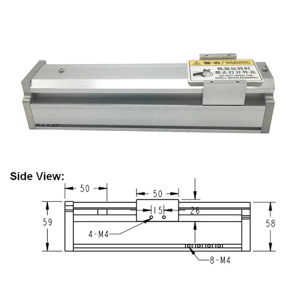 Imagem -06 - Módulo Totalmente Fechado 80 mm Largura Cnc Capa de Poeira Mesa Deslizante Estágio 100600 mm Curso para Nema 23 Stepper Moto60 Servo Motor