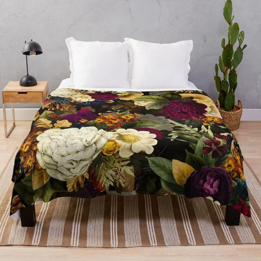 

Mystical night IV Botanical Night Garden Throw Blanket Warm Decorative Beds Travel sofa bed Blankets