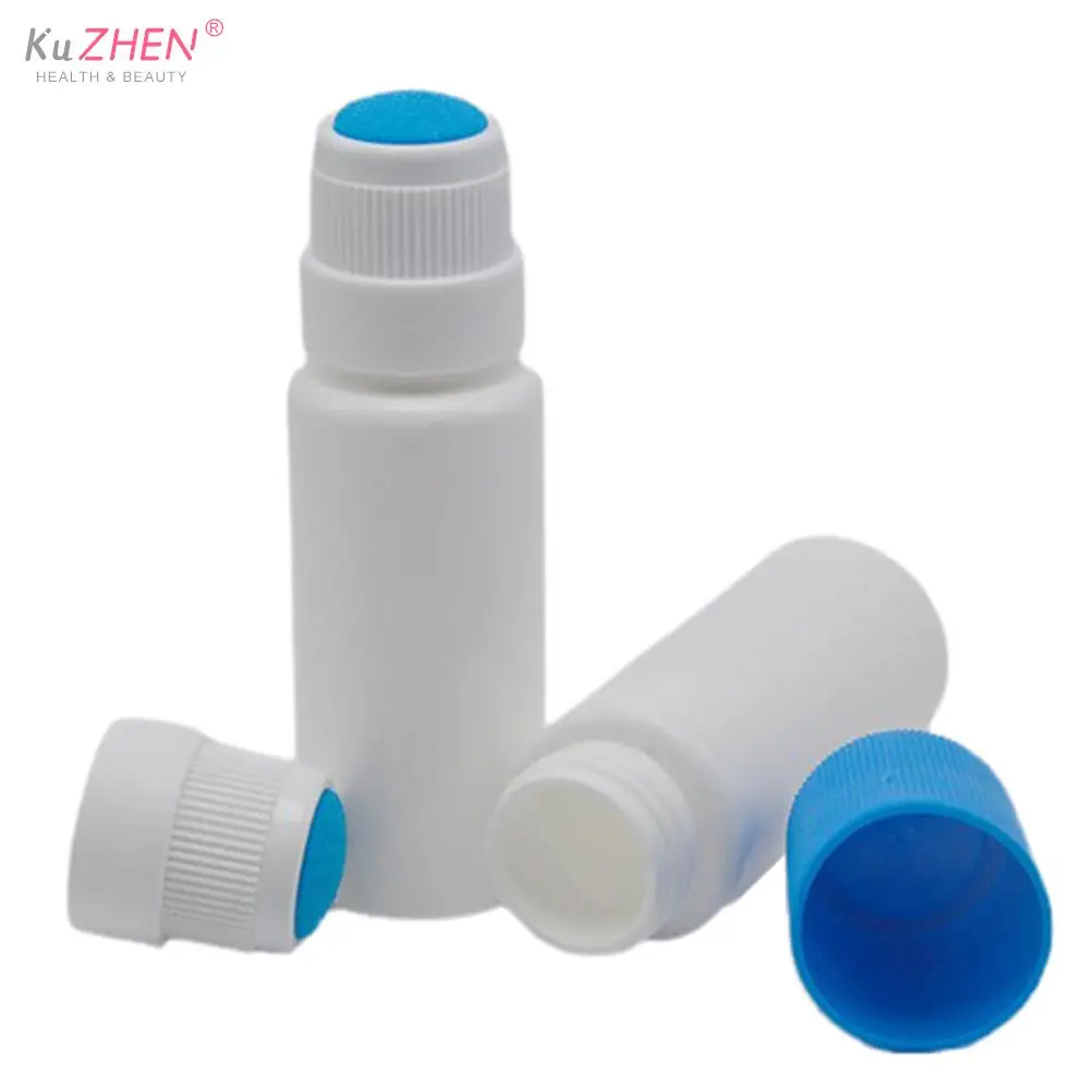 Botella de líquido para el dolor con aplicador de esponja, frasco de líquido para medicina blanca con cabeza de esponja azul, 30ML, 1 ud.