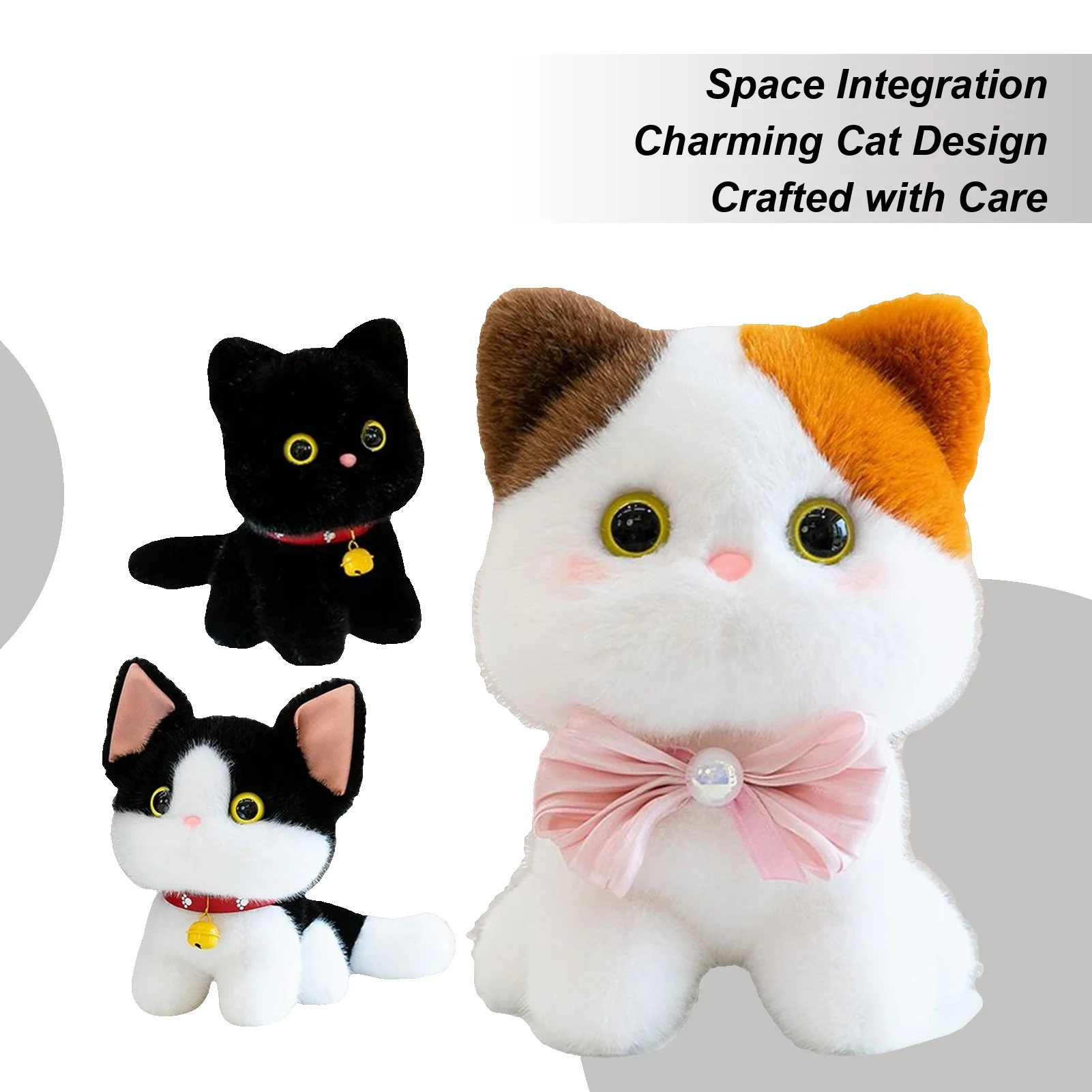 

Cat Stuffed Animals Cartoon Bell Design Kitten Figure Plush Cats for Kids Girls Boys Adult Pet Lover Christmas Birthday Easter