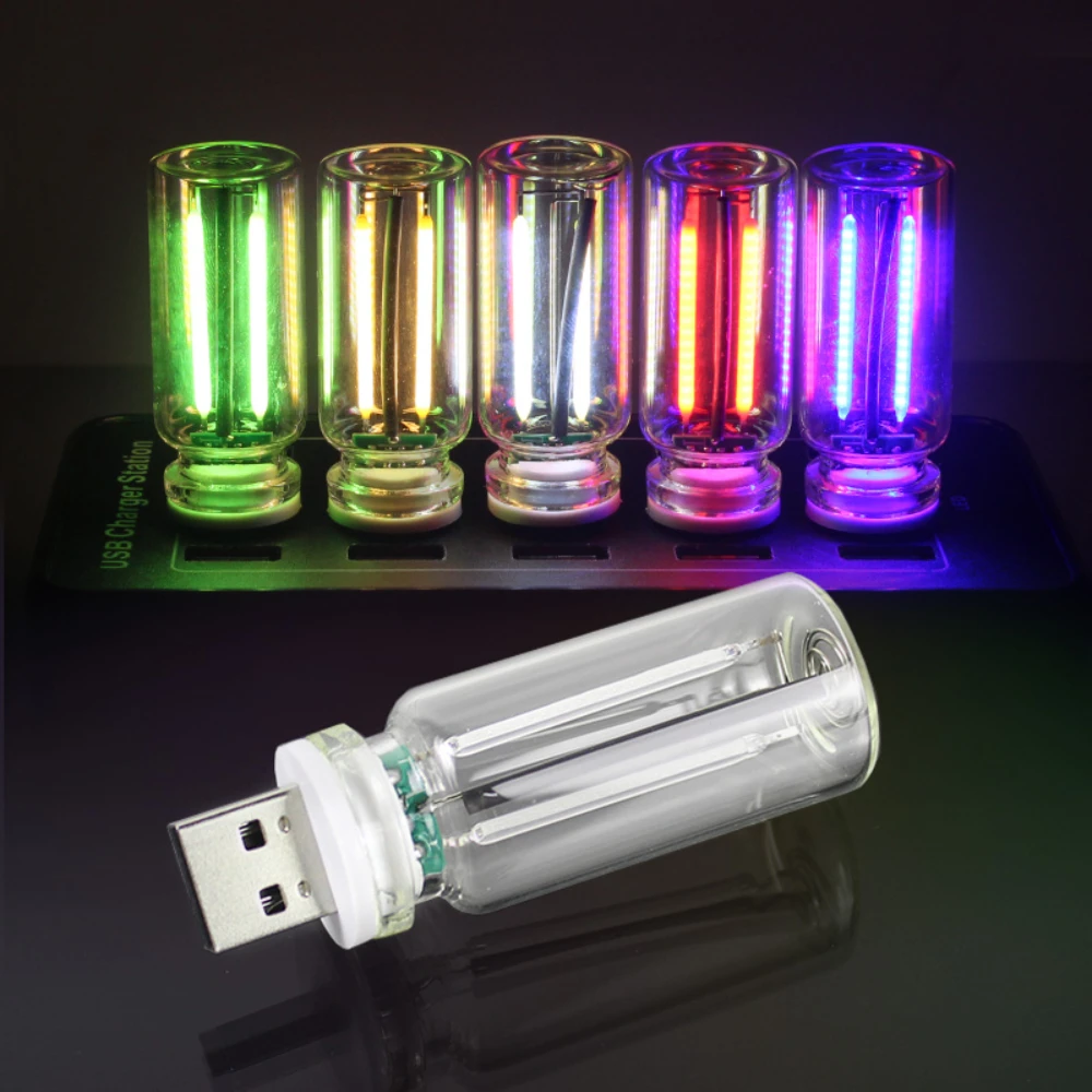 

7 Colors LED Touch Night Light USB Car Ambient Light Glass Bottle Creative USB Plug and Play Decorative Lamp for Bedroom