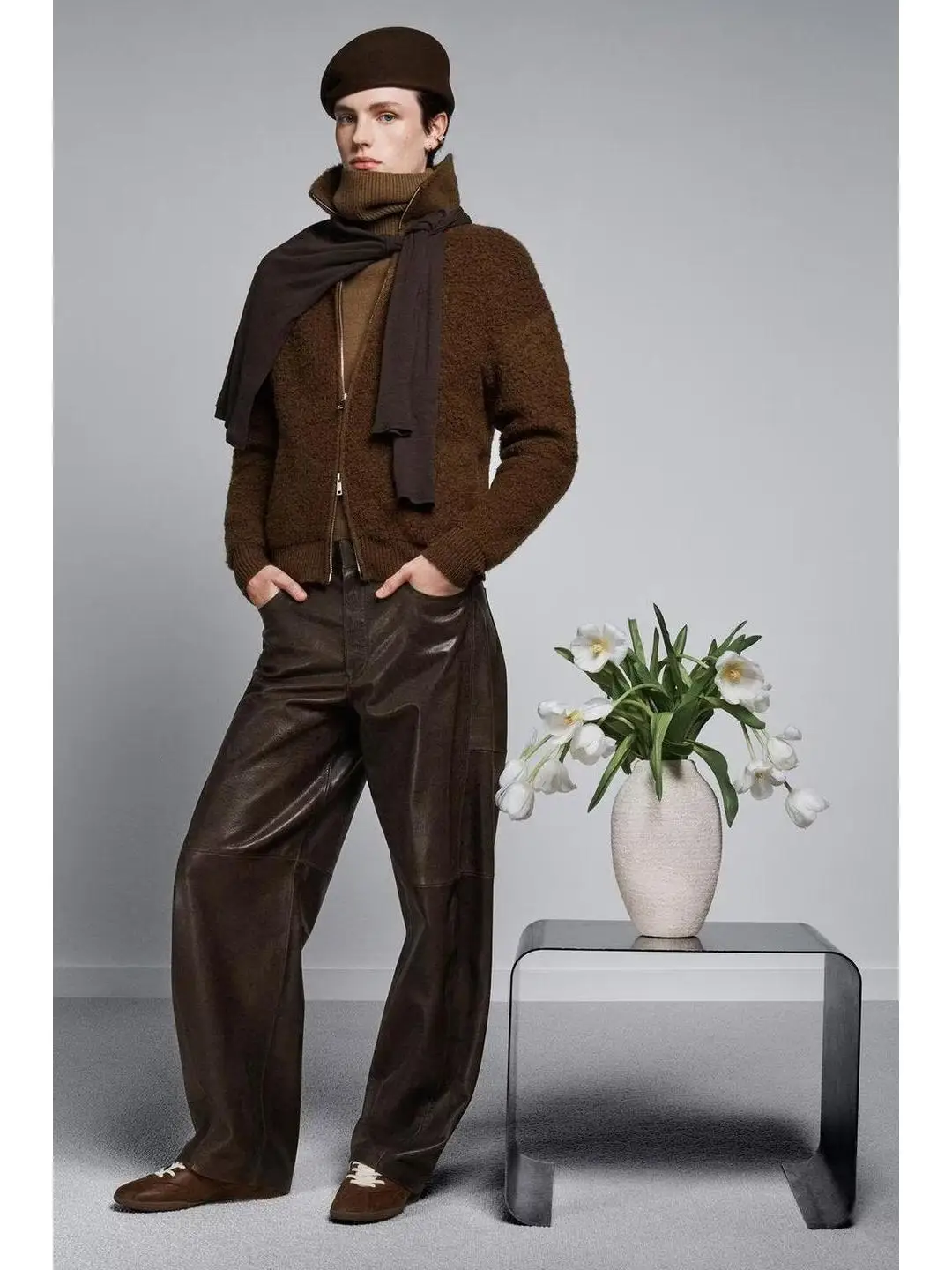 

Casual Pilot Jaet Coat Autumn Winter New Sle Long Sve Stand Collar Woolen Circle Pattern Women's Faion Outerwear