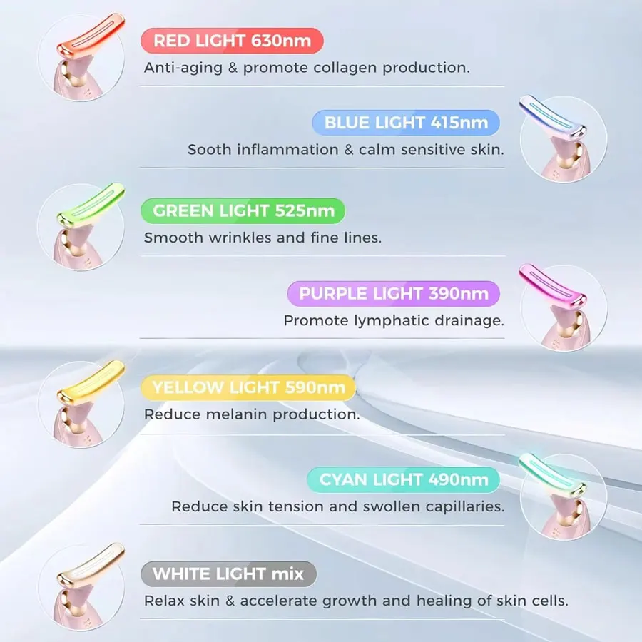 Masajeador de cuello y cara, 3 colores/7 colores, levantamiento y reafirmante para el hogar, introducción eléctrica Facial, masaje de belleza, herramientas de cuidado Facial