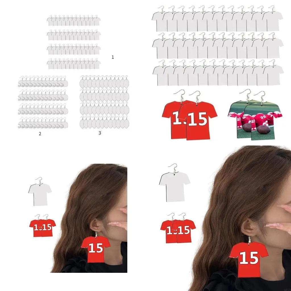 

48pcs/set Sublimation Blanks Earrings Double Side Blank Heat Transfer Unfinished Ear Hooks Pendant Jewelry Making