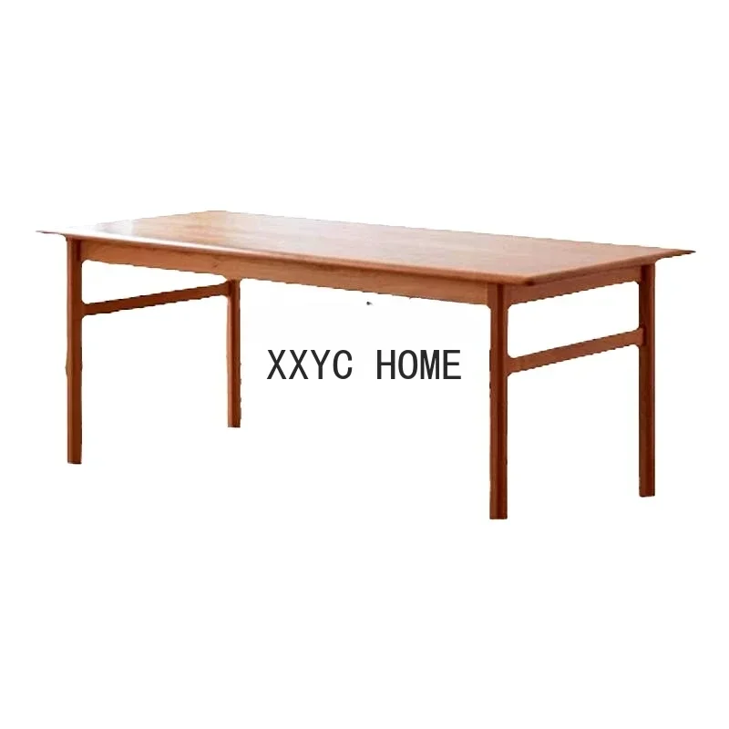 Japanese-Style Small Apartment Simple Dining Tables and Chairs Set Log Rectangular Home Dining Table Solid Wood Workbench