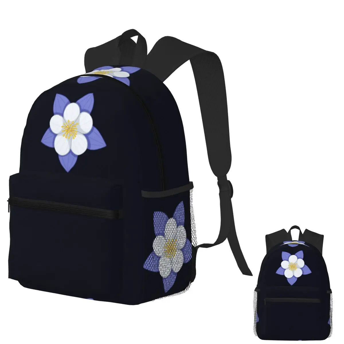 

Blue Columbine Flower Student Backpack School Bag Hiking Travel Daypack for Boys Girls Fashion Bookbag Shoulder Bags