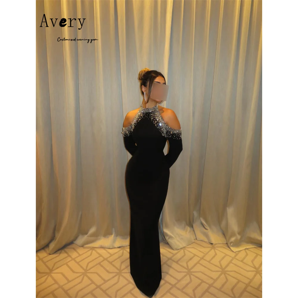 

Avery Customized Black Fishtail Rhinestone Off-shoulder Elegant Party Dresses 2026 Woman Luxury Evening Dress Long Prom Dress