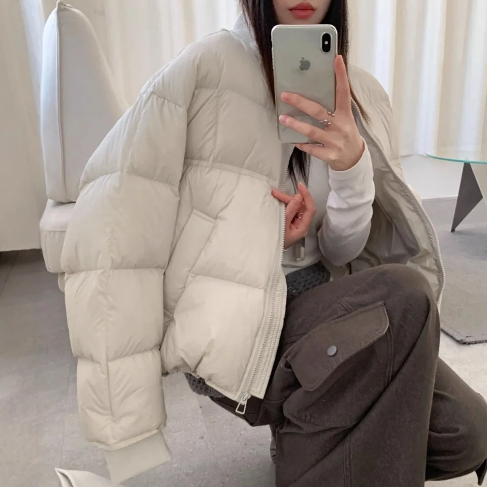 سترة منتفخة 90% الأبيض بطة أسفل سترة 2026 شتاء جديد قصير أسفل سترة للنساء البخاخ رشاقته الخبز معطف ملابس خارجية