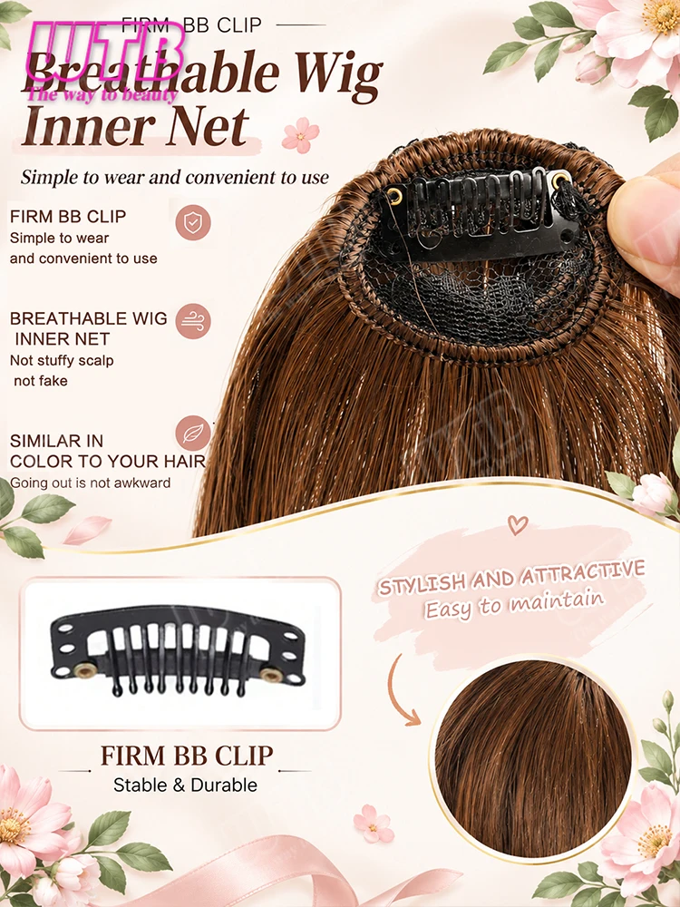Synthetic Bangs Wig Women BB Clips Clip-In Fringe Hair Extension No Sideburns Straight Front Bangs Daily Holiday & Wedding Wear