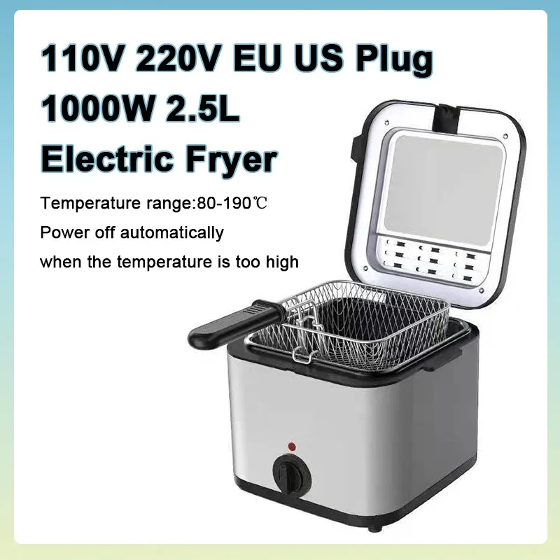 110V 220V 1000W 2.5L Home Multi Functional Electric Fryer Oil Fryer French Fries Chicken Wings Snack Machine