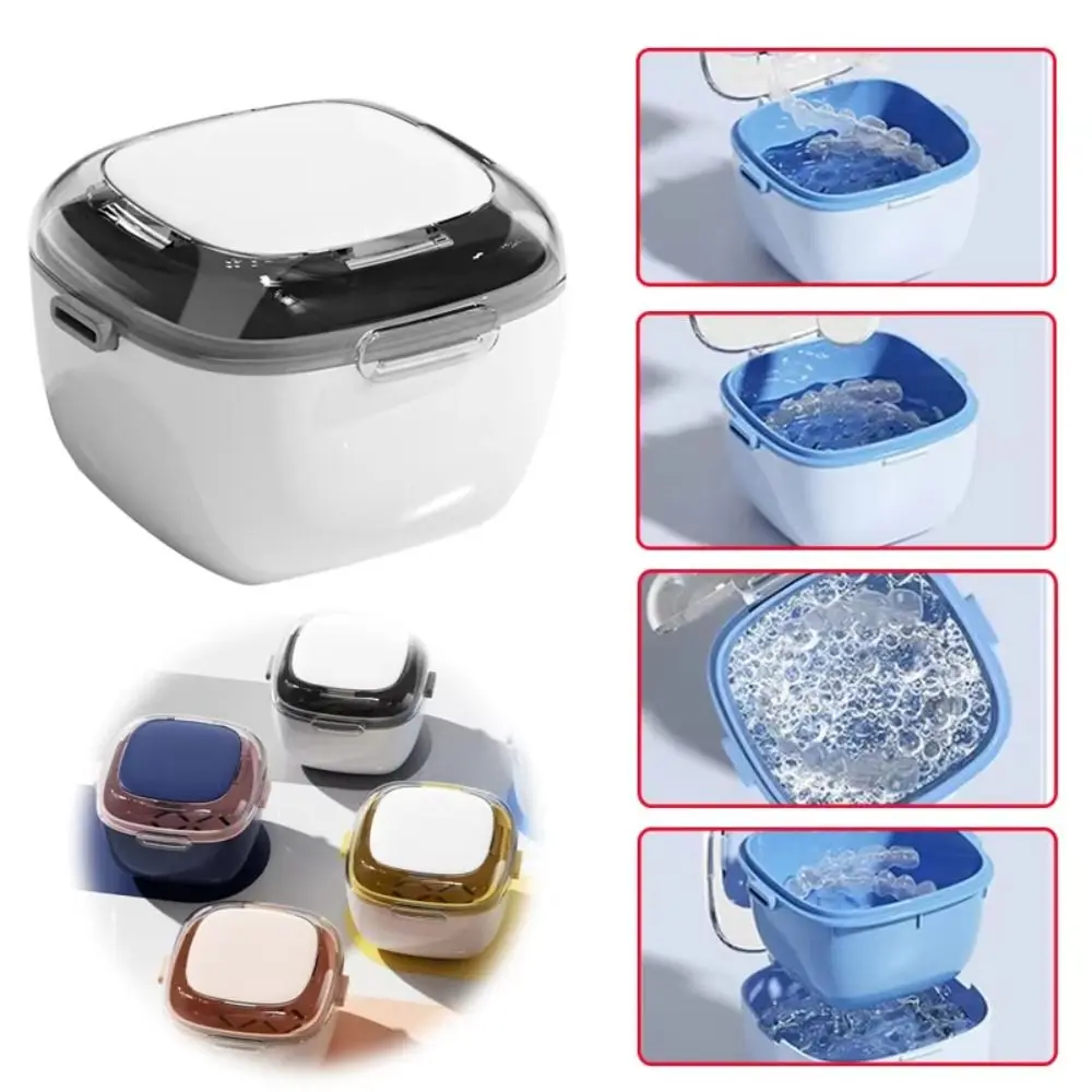 Travel Double Layer Invisible Braces Box Draining Cleaning Box Denture Storage Box Soak Box Orthodontic Retainer Case