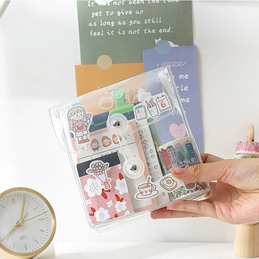 Waterproof PVC Pencil Pouch Square Rectangle Makeup Bag Transparent Storage Bag Clear Visible Stationery Stickers Bag
