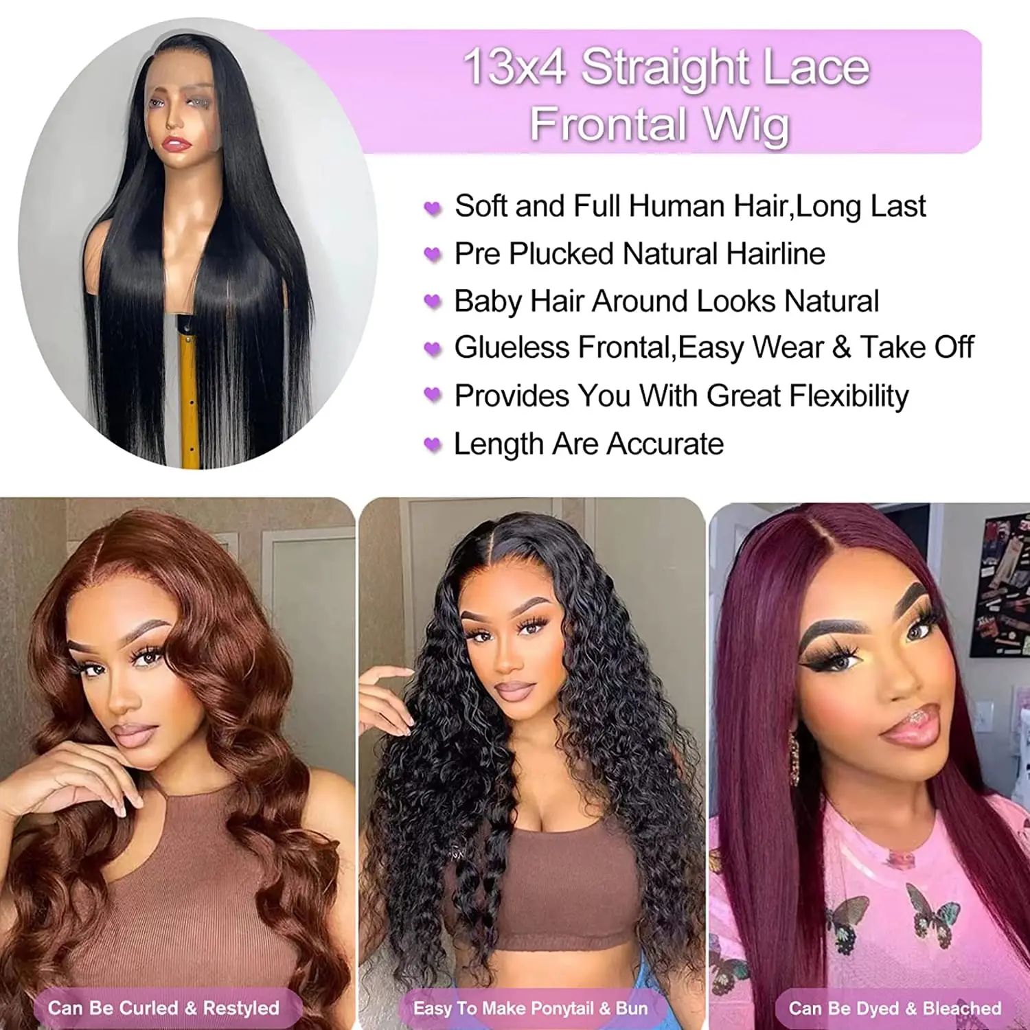 Straight Lace Front Wig Full Lace Human Hair Wigs For Women Human Hair 38 Inch 13x4 Bone Straight Human Hair Hd Lace Frontal Wig