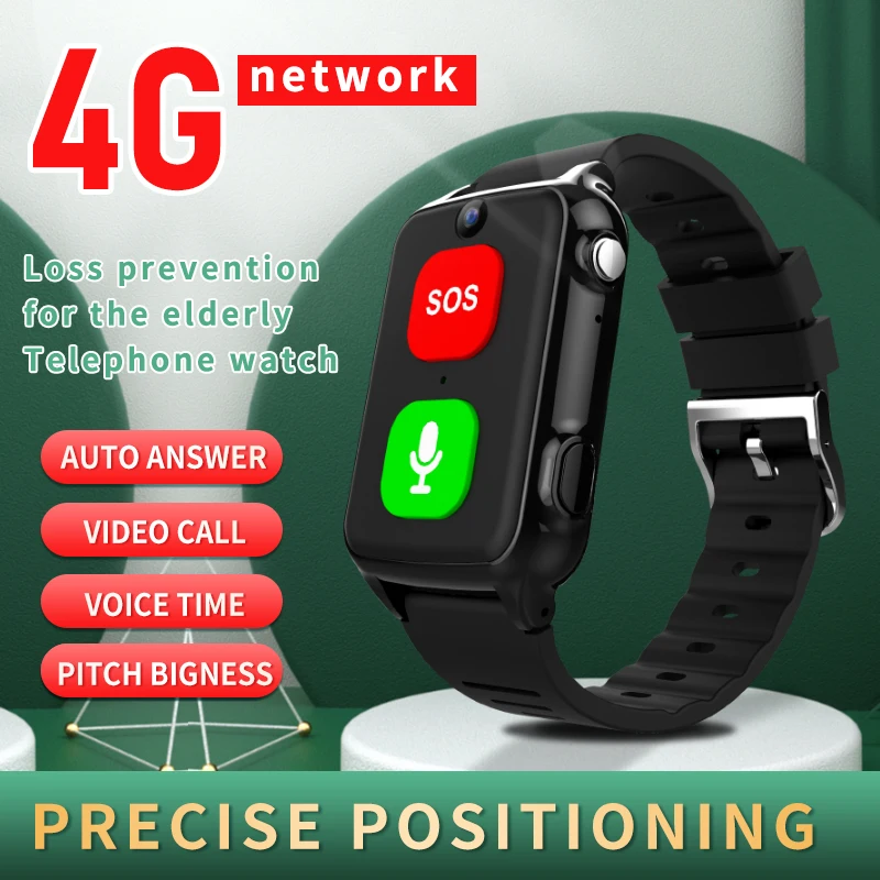 GPS Positioning Elderly Watch IP67 Waterproof 4G LTE SOS Button Emergency Alarm GPS Tracking Heart Rate Blood Pressure Monitor