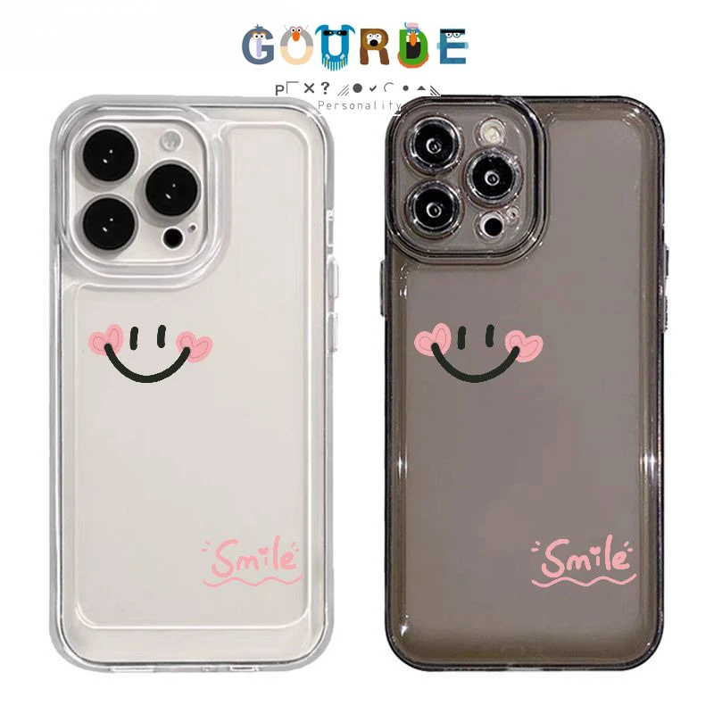 Gourde Simple Cute Casing Pink Smiley Face Phone Case for Iphone 16 15 14 13 12 11 Pro Max IP 7 8 Plus Iphon X XS XR Xs Max