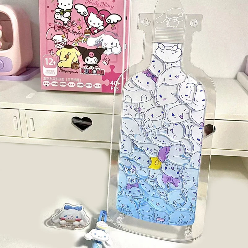 Sanrio Animation Cartoon Hello Kitty Kuromi My Melody Cinnamoroll Acrylic Puzzle Ornament Pachacco Toy Alien Puzzle Gift