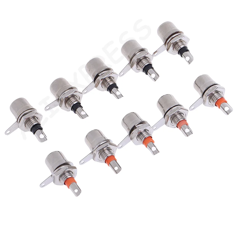 [G]10Pcs Nickel Plated  Phono Chassis Panel Mount Female Socket Adapter Parts Red+Black