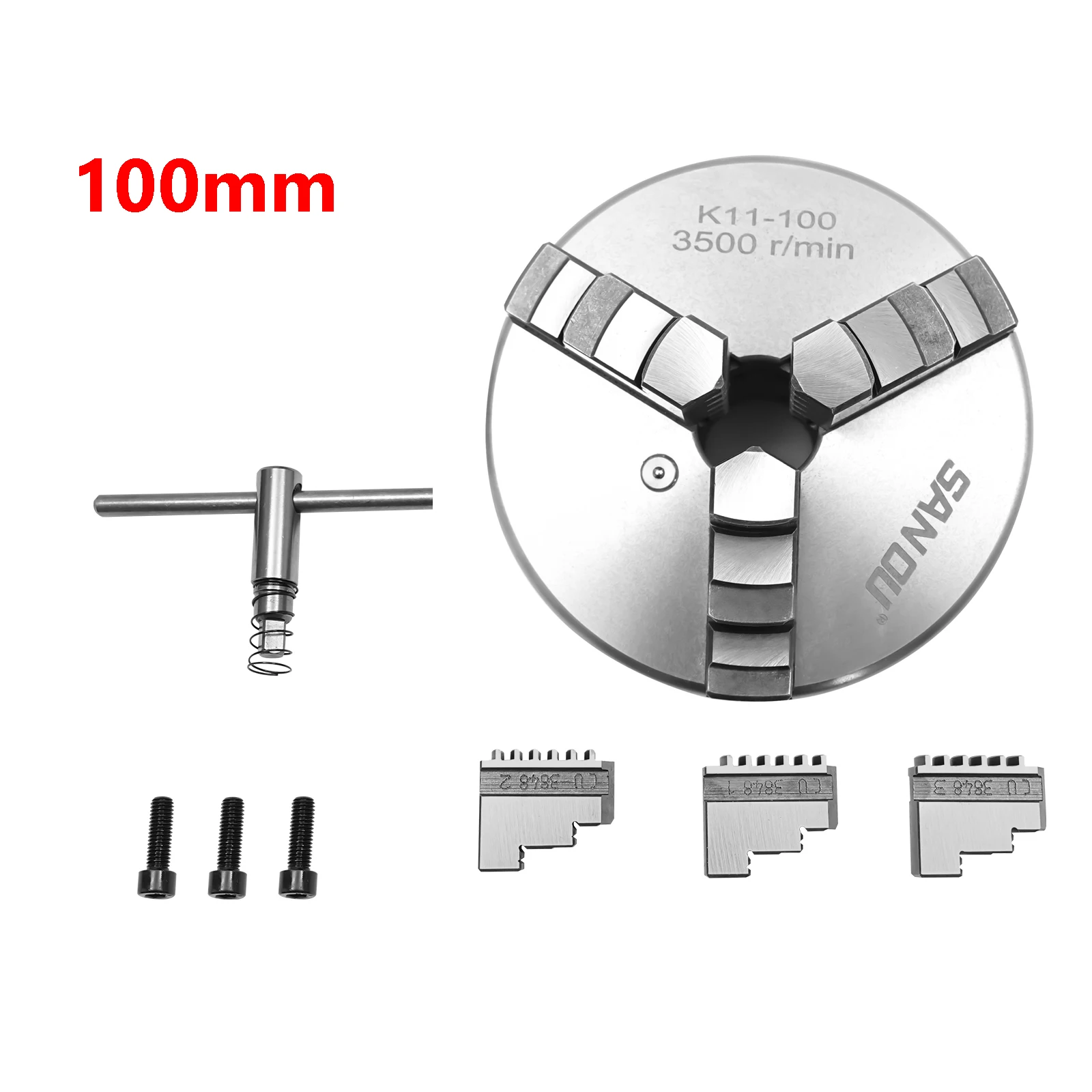 3-klauw zelfcentrerende chuck 80mm/100mm/125mm draaibank chuck set voor CNC-machinegereedschappen, frees- en boormachines, klemmen