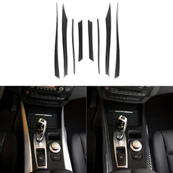 For BMW X5 E70 2007 2008 2009 Refit Carbon Fiber Car Gear Shift Panel Center Control Gear Shifter Cover Wood grain Trim Sticker