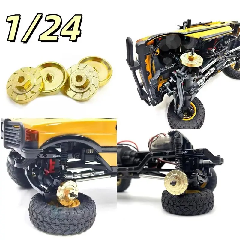 Weighted Metal Brake Disc Wheel Hex Hub Adapters For 1/24 Scale FMS FCX24M For RC Crawler, RC Car Upgrade Counterweight Part