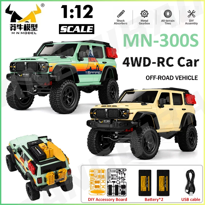 MN300S MN300 1/12 RC Crawler Car 4WD Full‑Scale 2.4GHz Upgrade All‑Terrain Off‑Road Climbing Vehicle with LED Lights Toy Gift