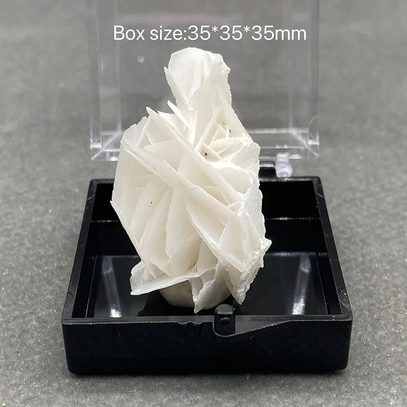 100% natural white flake calcite (fluorescent effect pink) raw stone mineral specimen healing crystal  +Box szie:35*35*35mm