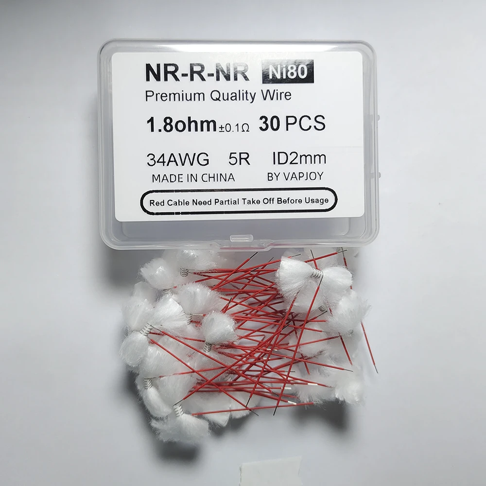 30pcs NR-R-NR Fio Ni80 1.8ohm34AWG 5R ID2.0mm com fio de algodão de qualidade premium