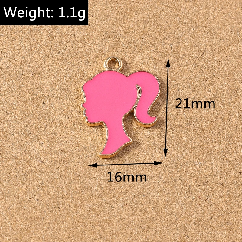 10pcs 21*16mm Enamel Pretty Girl Charm Pendants for Necklace Earrings DIY Bracelet Handmade Jewelry Making Accessories Supplies