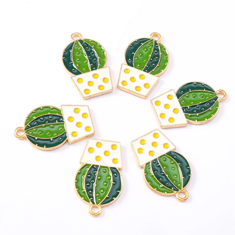 

Duarte 20Pcs/Lot Cute Enamel Plant Cactus Charms Pendants for Jewelry Making Earrings Necklaces Bracelets DIY Crafts Accessories