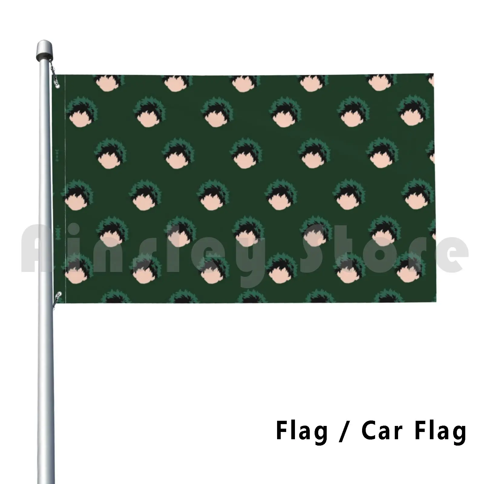 Flag Car Flag Midoriya Izuku Pattern ( Green ) Hat Mha Deku Pattern Minimalist Face Green Cool Birthday