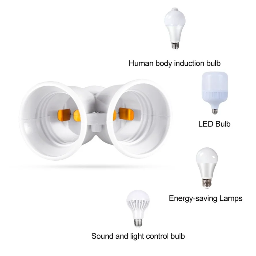 Selling E27 to 2 E27 splitter Lamp Bulb base Adapter Converter 2E27 265V 2A LED Y Shape Socket Light Holder Conversion socket