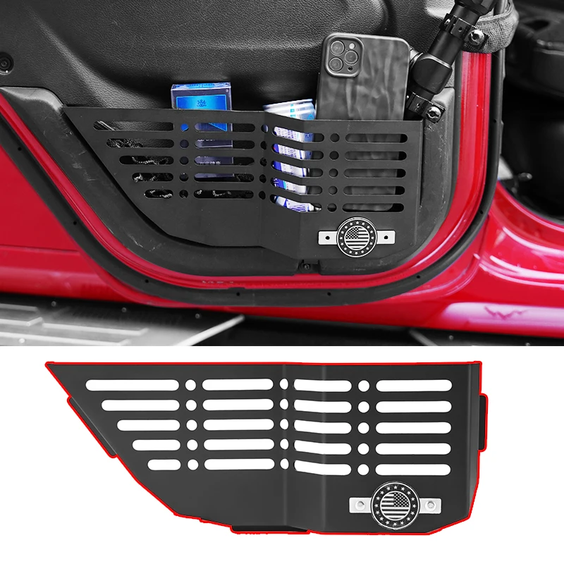

2 Metal Rear Door Storage Boxes Suitable for Jeep Wrangler Jl Jlu 4Xe 2018-2024 and Gladiator Jt 2020-2024 Interior Storage Expansion Rear Door Storage Bag Side Insert Storage Accessories